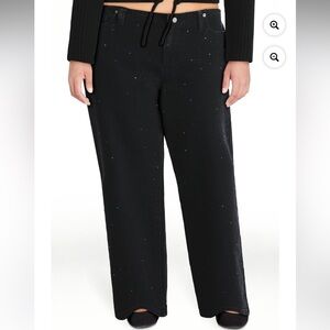 No Boundaries Studded Front Baggy Wide Leg Black Jeans, Women's size XXL or 20.